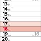 Vertikaler Kalender für April 2027 mit Wochenenden in Rot, Tagen 1-30 und Wochenzahlen KW 14-17.