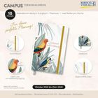 Kalender 18 Monate, Oktober 2026-März 2028, perfekte Planung, Gummiband, Leseband, edler Look, abgerundete Ecken, bunte Vögel.