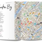 Übersichtsplan Indre By, Sehenswürdigkeiten und Parks aufgelistet, Stadtkarte mit markierten Orten und Nummerierungen.