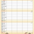 Kalender für Februar 2027, darunter eine Illustration mit Menschen und Hunden. Text: "Und wie ist später mal sein CO₂-Ausstoß, wenn er ausgewachsen ist?".