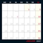 Kalender Januar 2027 mit hervorgehobenen Tagen: Neujahr am 1., Heilige Drei Könige am 6.