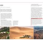 Land und Leute: Über Chinas Kulturen und Landschaften. Oben: Text über Geschichte und Geografie. Unten: Landschaftsbilder.