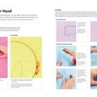 "Quilten mit der Hand" mit Anleitungen zur Handhabung beim Quilten. Bilder zeigen Techniken und Stiche, wie Einstechen und Wippen.