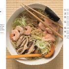 "Shio-Ramen" Rezept: Zutaten wie Schweinebrühe, Hühnerbrühe, Ramennudeln, Shiitake-Pilze und Chashu-Schweinefleisch. Bowl mit Ei, Fleisch und Gemüse.