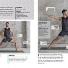 Überschrift: Krieger 2. Zielgebiete: Hüften, Core, Knöchel. Profi-Tipp und Anweisungen für die Übung. Mann in Yoga-Pose.