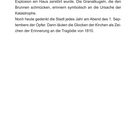 Text beschreibt das Gedenken der Stadt an eine Tragödie 1810 mit einem Brunnen, der 1817 gebaut wurde, und jährlichem Glockenläuten. Links unten steht die Zahl 40.