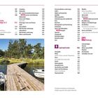 Inhalt mit Themen wie "Praktische Reisetipps A–Z" und "Land und Leute". Unten zeigt ein Foto einen Bootssteg mit Booten und Wald.