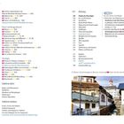 Inhalt mit Seitenzahlen, Reiseinformationen, und praktische Tipps. Foto: malerischer Ort mit Fluss und historischen Gebäuden.