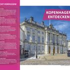 KOPENHAGEN ENTDECKEN. Links Sehenswürdigkeiten: Tivoli, Strøget, Thorvaldsens Museum, Schloss Christiansborg, Nyhavn, Islands Brygge, Amager Strand. Rechts ein klassisches Gebäude mit Wachen davor.