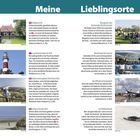 "Meine Lieblingsorte" steht oben, gefolgt von 8 Abschnitten mit Orten: Hollum, Leuchtturm Bornrif, Het Oerd, Grüner Strand, Biergarten, Beachclub, Pferderettungsboot, Robbenbank.