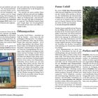 Seite 22: "PRAKTISCHE REISETIPPS | Karten, Öffnungszeiten", Seite 23: "Panne/Unfall, Parken und Rasten". Foto: Wohnmobil auf Waldweg.