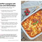 Süßkartoffel-Lasagne mit Bolognese und Hüttenkäse, Rezept mit Zutaten und Zubereitungsschritten, Foto der Lasagne.