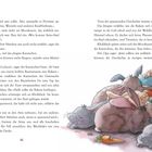 Text über Kaninchen, die über Raketen sprechen. Illustration von schlafenden Kaninchen unter einer Decke mit einer Karotte daneben.