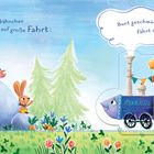 Henriette Bimmelbähnchen geht vergnügt auf große Fahrt. Bunt geschmückt mit vielen Fähnchen fährt sie Tiere aller Art! Illustration mit Zug.