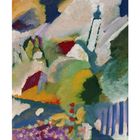 04. Unten sind 30 nummerierte Tage und Wochentage. Bunte abstrakte Landschaft mit Formen und kräftigen Farben.