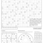 Schwedenrätsel, Sudoku und Kreisrechnen. Zahlen und Buchstaben füllen ein Raster. KW01/2027 und Rätselbeschreibung.