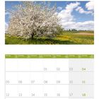 Kalenderblatt für April 2027 mit Bildern von Frühlingsblumen, einem Marienkäfer und einem blühenden Baum.