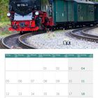 Kalenderseite für April 2027. Dampflok 99 1784-0 fährt durch einen grünen Wald.