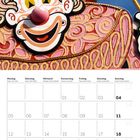 Kalenderblatt April 2027. Bunter Clown mit lila-gestreifter Mütze und Lutscher.