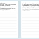 Zwei Textabschnitte mit Überschriften: "VERGISS DICH SELBST", "1. Ja sagen", "2. Nein sagen". Unter den Texten sind Linien.