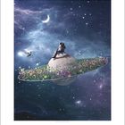 Zahlen unten: 4, 1-30. Illustration: Ein Astronaut sitzt auf einem kleinen Planeten mit blühenden Blumenringen im Weltraum.