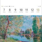 Juni, 23. Woche, 7-13: Montag bis Sonntag. Darunter ein impressionistisches Gemälde mit Fluss, Bäumen und blühender Natur.