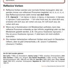 "Wie das Öl kommt die Wahrheit immer an die Oberfläche. Sprichwort

Reflexive Verben: wie normale Verben mit reflexiven Pronomina."