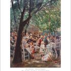 Zitat: "Liebermann, der diesem Bilde [...] Bedeutung beimass." Unter einem Baum, Menschen in einem Biergarten, Gemälde.