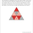 Text erklärt die Anordnung von Plättchen: Feld 1 und 5 sind rot und grau. Feld 2 und 4 rosa, Feld 3 rot. Diagramm zeigt Plättchen.
