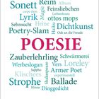 Wörter wie "Poesie", "Sonett", "Lyrik", "Reim". Unten Kalender: 8-14 März, Montag bis Sonntag.