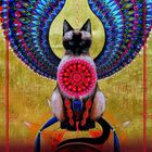 1 · Intuition. Deine innere Stimme ist die Botschafterin deiner Bestimmung. Höre auf sie! Illustration mit Katze und bunten Flügeln.