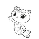 Eine Illustration zeigt eine katzenartige Meerjungfrau mit Flossen und einem Stern auf dem Kopf.