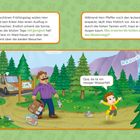 Links: Eine Katze ist auf dem Rathausdach. Rechts: Ryder alarmiert Marshall zur Rettung der Katze beim Blumenbeet.