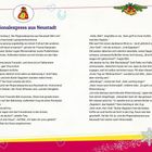 Eine Illustration zeigt Schneeflocken, links ein fröhliches Mädchen mit Schneeball, rechts ein Beutel mit einer großen roten "2".