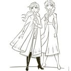 Anna und Elsa halten zusammen. Zwei Frauen in eleganter Kleidung stehen nebeneinander. Illustration.