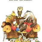"Du bist nie allein." zeigt Tiere auf einem Sofa: Elefant, Hase, Tiger, Löwe und mehr, gemütlich beisammen.