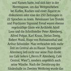 Text auf blassgrünem Hintergrund beschreibt das historische Café Central und seine berühmten Gäste um die Jahrhundertwende.