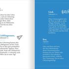 Seite 24: "Leben, Lieblingsessen". Seite 25: "Lied, live". Text über Geburtstagsfreude, Musik, Essen und persönliche Wünsche.