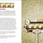 2086 n. Chr. – Die Zeitbrecherin. Illustration einer Zeitmaschine auf der rechten Seite, Hintergrund mit Lichteffekten.