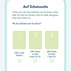 Auf Schatzsuche: Ein Rätsel mit drei nummerierten Türen und Hinweisen über den Schatz hinter den Türen.