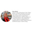 Text über Petra Würth, Gestalttherapeutin und Autorin. Links ein Bild einer Frau mit rotem Schal und Brille vor einem Bücherregal.
