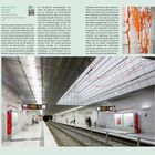 Text: Wehrhahn-Linie Kirchplatz. Künstlerische Gestaltung, Heike Klussmann, Enne Haehnle, 2016.  
Beschreibung: Moderner U-Bahnhof mit kunstvollen Spruchbändern und klarer Architektur.