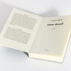 Links Text zu Buchbeschreibung und Autorin. Rechts Titelblatt: "Annegret Liepold, Unter Grund, ROMAN, Blessing".