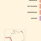 Texte: DER RHEIN, OBERRHEIN, MITTELRHEIN, NIEDERRHEIN, ANHANG. Darunter eine Karte mit rot markiertem Flussverlauf.