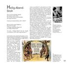 "Heilig-Abend-Stroh", Gedicht von Christian Friedrich Röder. Beschreibung historischer Praktiken. Illustration unten zeigt eine weihnachtliche Szene.