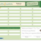 „Meine Blitzlesekarte: Waldwörter in Silben zerlegt. Finde vier weitere Waldwörter. Illustriertes Reh rechts oben.“