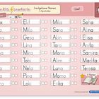 "Meine Blitzlesekarte", "Ich kenne ...", "ja", "nein", 30 Namenlisten. Illustration mit zwei Kindern im oberen Eck.