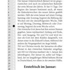 Januar. Erntefrisch im Januar: Chicorée, Feldsalat, Grünkohl, Pastinaken, Rosenkohl, Schwarzwurzeln, Topinambur, Wirsing.