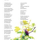 "Maikäfer-Tragödie" von Oskar Weber. Gedicht über Maikäfer, die auf einem Blatt sitzen. Darunter ein Maikäfer auf einem Zweig.