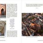 Texte: „Der Dom-Kreuzgang innen...“, „Der Kreuzgang: Ausgang...“, „Luftaufnahme des Schweriner Doms (2012)“. Links rote Backsteinbögen, rechts Luftaufnahme der Stadt.